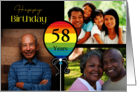 3 Photo 58th Birthday Colorful Balloon card