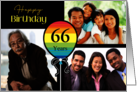 3 Photo 66th Birthday Colorful Balloon card