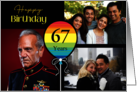 3 Photo 67th Birthday Colorful Balloon card