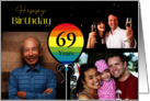 3 Photo 69th Birthday Colorful Balloon card