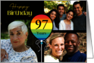 3 Photo 97th Birthday Colorful Balloon card