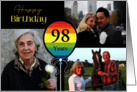 3 Photo 98th Birthday Colorful Balloon card