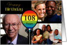 3 Photo 108th Birthday Colorful Balloon card