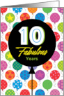 10th Birthday Colorful Floating Balloons With Stars And Dots card