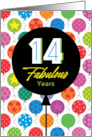 14th Birthday Colorful Floating Balloons With Stars And Dots card