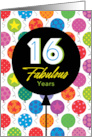 16th Birthday Colorful Floating Balloons With Stars And Dots card