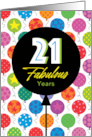 21st Birthday Colorful Floating Balloons With Stars And Dots card