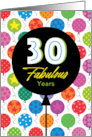 30th Birthday Colorful Floating Balloons With Stars And Dots card