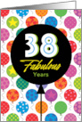 38th Birthday Colorful Floating Balloons With Stars And Dots card