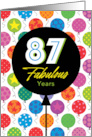87th Birthday Colorful Floating Balloons With Stars And Dots card