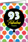 93rd Birthday Colorful Floating Balloons With Stars And Dots card