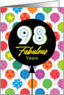98th Birthday Colorful Floating Balloons With Stars And Dots card