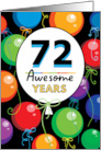 72nd Birthday Bright Floating Balloons Typography card