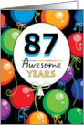 87th Birthday Bright Floating Balloons Typography card