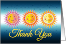 Thank You Yellow Orange Blue Smiling Sun card