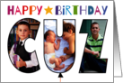 Cousin 3 Custom Photos Happy Birthday Balloon Colorful Lettering card