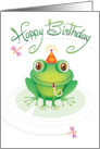 Green Frog Birthday With Hand Lettering And Dragon Flies card