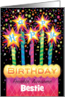 Bestie Friend Birthday Pink Argyle Cake With Sparklers card