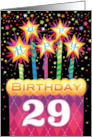 29th Birthday Pink Argyle Cake With Sparklers card