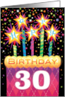 30th Birthday Pink Argyle Cake With Sparklers card