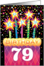 79th Birthday Pink Argyle Cake With Sparklers card