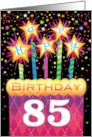 85th Birthday Pink Argyle Cake With Sparklers card