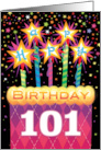 101st Birthday Pink Argyle Cake With Sparklers card