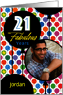 21st Birthday Custom Photo And Name Balloons With Stars And Dots card