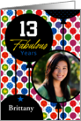 13th Birthday Custom Name Cake Balloons Confetti card