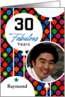 30th Birthday Colorful Floating Balloons With Stars And Dots card