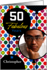 50th Birthday Colorful Floating Balloons With Stars And Dots card