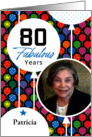 80th Birthday Colorful Floating Balloons With Stars And Dots card