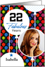 22nd Birthday Colorful Floating Balloons With Stars And Dots card