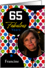 65th Birthday Colorful Floating Balloons With Stars And Dots card