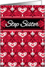 Step Sister Valentine Red Heart Brocade card