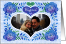 For My Boyfriend Custom Photo Valentine’s Day Blue Roses And Hearts card