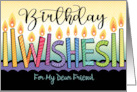 Friend Birthday Wishes Rainbow Candles Purple Cake card