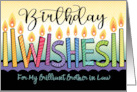 Brother in Law Birthday Wishes Rainbow Candles Purple Cake card