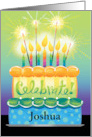 Custom Name Celebrate Birthday Cake with Candles and Sparklers card