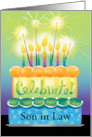 Son In Law Celebrate Sparkler Birthday Cake With Candles card