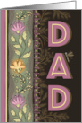 Dad Happy Father’s Day Brown Mauve Floral Border Dragon Fly card