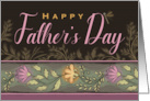 Dad Happy Father’s Day Brown Mauve Floral Border Dragon Fly card