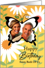 From Both Custom Photo Happy Birthday Butterfly With Daisies card