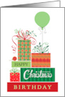Happy Christmas Birthday Presents With Balloon card