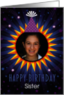 Sister Photo Birthday Sun in Party Hat card
