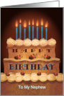 Nephew Birthday Chocolate Cake With Candles card