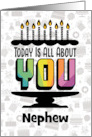 Nephew Birthday Colorful Typography Cake Candles card
