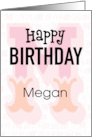 Megan Birthday Pink Monogram Typography card