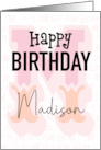 Madison Birthday Pink Monogram Typography card