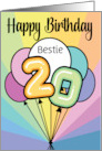Best Friend 20th Birthday Colorful Balloons card